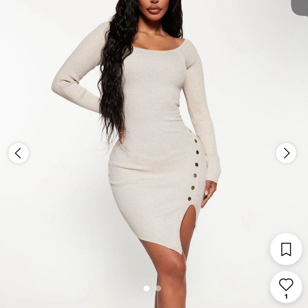 Oatmeal Long Sleeve Sweater Dress
